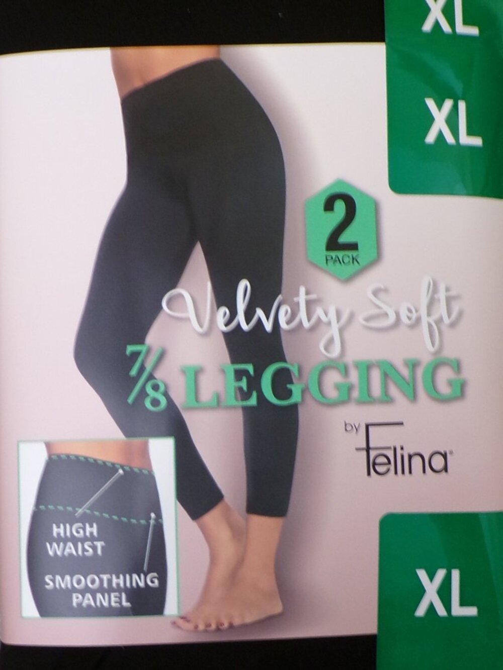 Felina NWT Women's Velvety Soft 7/8 Black Legging, 2-pack Choice of S, L or XL - Picture 14 of 16